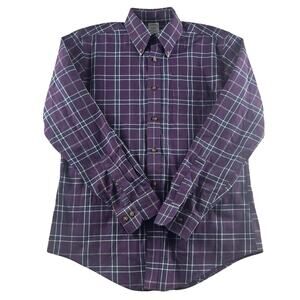 Brooks Brothers Regent Shirt - Medium Plaid Purple 100% Cotton‎ Button Up